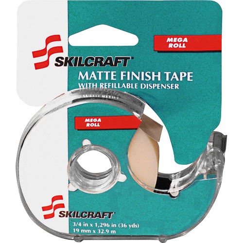 SKILCRAFT Tape Dispenser Kit With Tape - Holds Total 1 Tape(s) - Clear