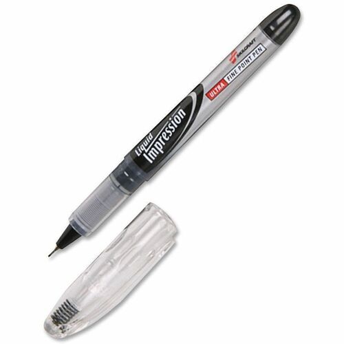SKILCRAFT Liquid Impression Marker - Fine Pen Point - Black - Translucent Barrel - 1 Dozen