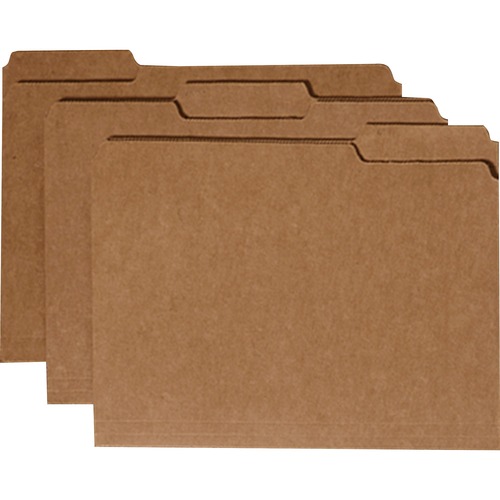 SKILCRAFT Medium Kraft Paperboard File Folder - 8 1/2" x 11" - 3/4" Expansion - Top Tab Location - Assorted Position Tab Position - Paperboard - Brown Kraft - 100 / Box