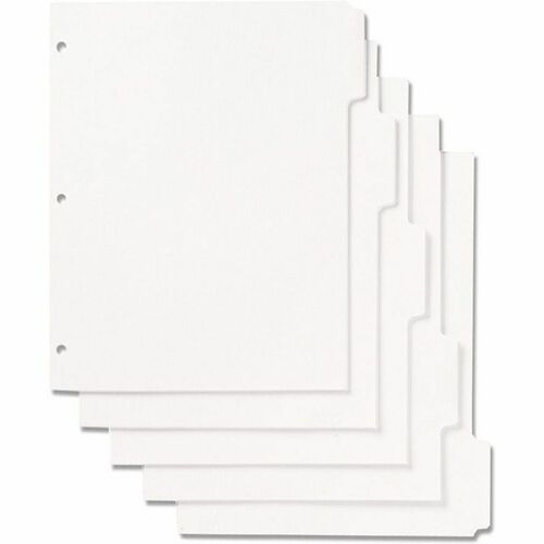 SKILCRAFT Loose-leaf Binder Index Sheet Set - 100 x Divider(s) - 5 Tab(s) - 5 Tab(s)/Set - 8.5" Divider Width x 11" Divider Length - Letter - 3 Hole Punched - White Divider - White Tab(s) - 100 / Set