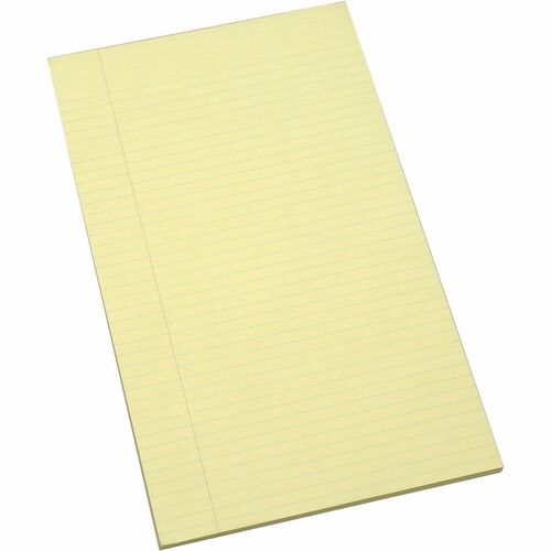 SKILCRAFT Writing Pad - 100 Sheets - Glue - 0.31" Ruled - 16 lb Basis Weight - Legal - 8 1/2" x 14" - Yellow Paper - Back Board - 1 Dozen