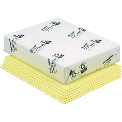 SKILCRAFT Two-Sided Printing Xerographic Paper - Letter - 8 1/2" x 11" - 20 lb Basis Weight - Acid-free, Archival-safe, Double-sided - Yellow - 500 Sheets per Ream - 10 / Box