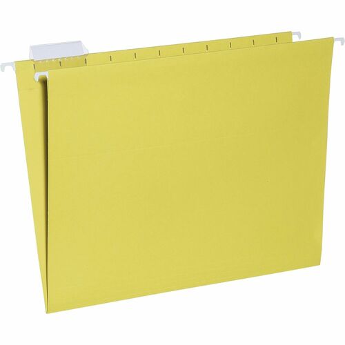SKILCRAFT Hanging File Folder - 8 1/2" x 11" - 2" Expansion - Paperboard - Yellow - 25 / Box