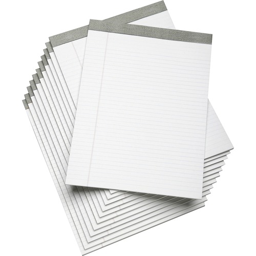 SKILCRAFT Writing Pad - 50 Sheets - 0.31" Ruled - 16 lb Basis Weight - Letter - 8 1/2" x 11" - White Paper - Gray Binder - Perforated, Back Board - 1 Dozen
