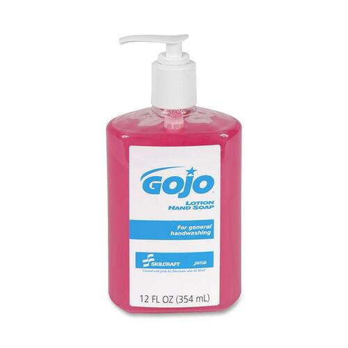 SKILCRAFT GOJO Lotion Soap - 12oz - Push Pump Dispenser - Moisturizing, pH Balanced - Pink - 12 / Box