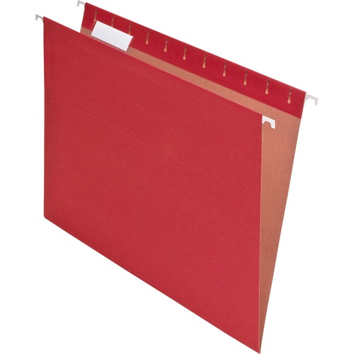 Pendaflex 1/5 Tab Cut Letter Recycled Hanging Folder - 8 1/2" x 11" - Red - 100% Recycled - 25 / Box