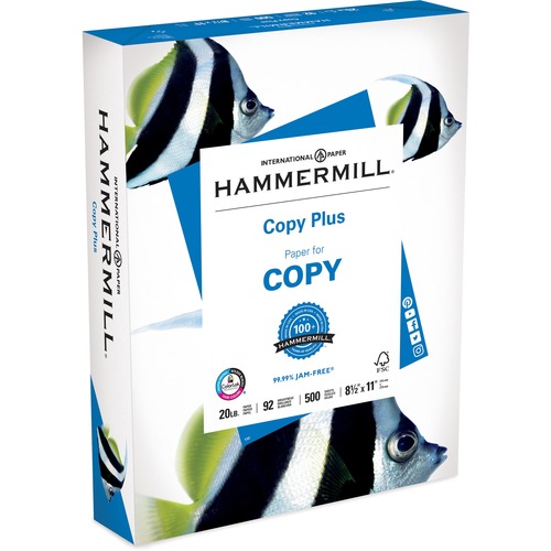 Hammermill Copy Plus Paper - 92 Brightness - Letter - 8 1/2" x 11" - 20 lb Basis Weight - Acid-free, Quick Drying - White - 500 / Ream