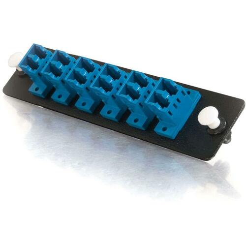 C2G Quiktron Q-Series 12-Strand LC Duplex Zirconia Insert SM, Blue LC Adapter Panel - 12 x LC Duplex - 12 Port(s) - 12 x RJ-11 - 12 x Duplex - Black, Blue