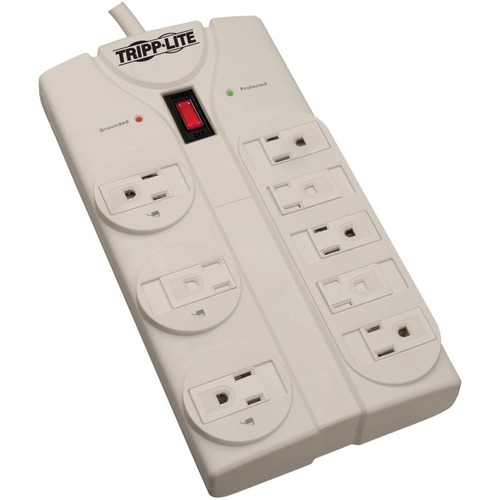 Tripp Lite by Eaton Protect It! 8-Outlet Surge Protector, 25 ft. Cord with Right-Angle Plug, 1440 Joules, Diagnostic LEDs, Light Gray Housing - 8 x NEMA 5-15R - 1800 VA - 1440 J - 120 V AC Input - 120 V AC Output