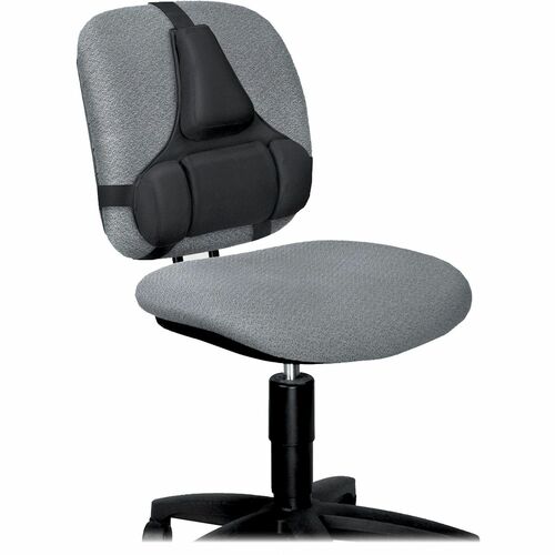 Fellowes Professional Series Back Support with Microban® Protection - Strap Mount - Black - Fabric, Memory Foam - 1 Each