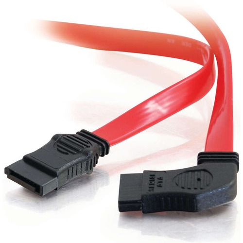 C2G 18in 7-pin 180° to 90° 1-Device Side Serial ATA Cable - Female SATA - Female SATA - 18" - Translucent Red
