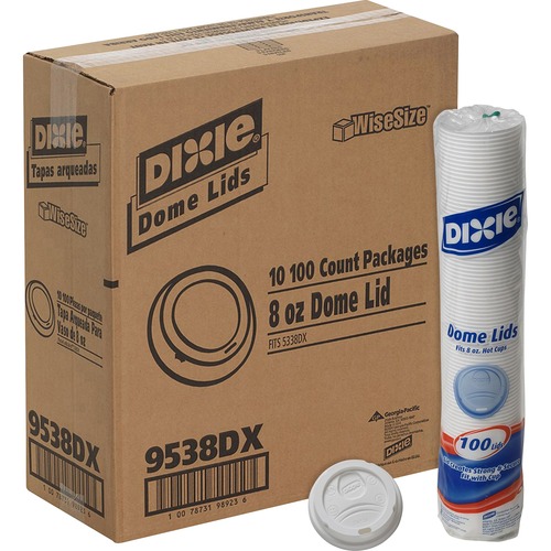 Dixie Small Hot Cup Lids by GP Pro - Dome - Plastic - 10 / Carton - White