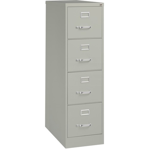 Lorell Vertical file - 4-Drawer - 15" x 26.5" x 52" - 4 x Drawer(s) for File - Letter - Vertical - Security Lock, Ball-bearing Suspension, Heavy Duty - Light Gray - Steel - Recycled = LLR60192