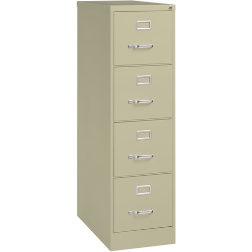 Lorell Vertical file - 4-Drawer - 15" x 26.5" x 52" - 4 x Drawer(s) for File - Letter - Vertical - Security Lock, Ball-bearing Suspension, Heavy Duty - Putty - Steel - Recycled = LLR60193