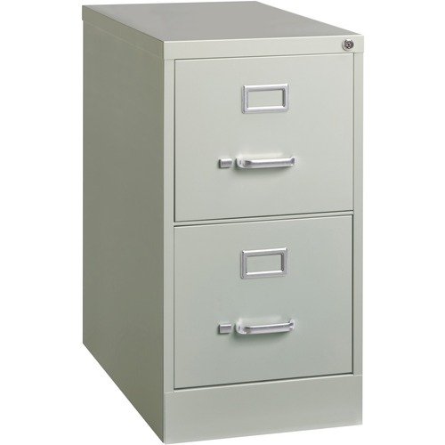 Lorell Vertical Fle - 2-Drawer - 15" x 26.5" x 28.4" - 2 x Drawer(s) for File - Letter - Vertical - Security Lock, Ball-bearing Suspension, Heavy Duty - Light Gray - Steel - Recycled = LLR60195