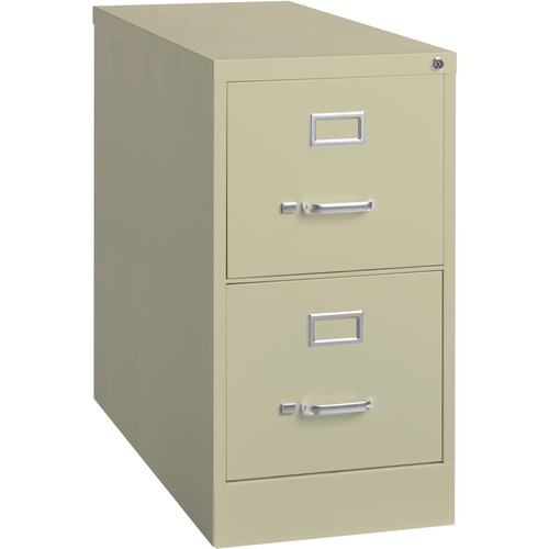 Lorell Vertical file - 2-Drawer - 15" x 26.5" x 28.4" - 2 x Drawer(s) for File - Letter - Vertical - Security Lock, Ball-bearing Suspension, Heavy Duty - Putty - Steel - Recycled