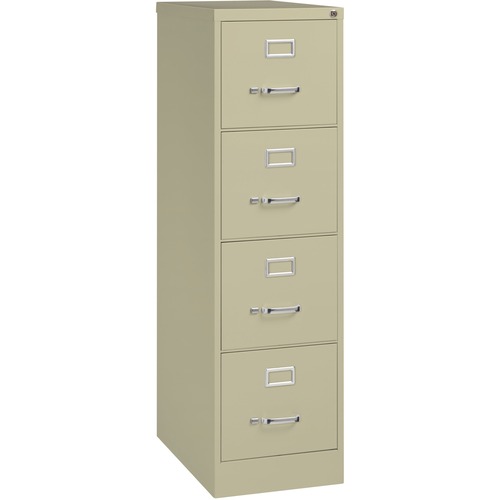 Lorell Fortress Series 25" Commercial-Grade Vertical File Cabinet - 15" x 25" x 52" - 4 x Drawer(s) for File - Letter - Vertical - Security Lock, Ball-bearing Suspension, Heavy Duty - Putty - Steel - Recycled
