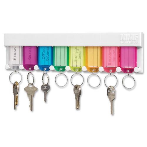 MMF Multicolored Key Rack - 8 x Key - 2.8" Height x 10.5" Width x 0.5" Depth - Multi - 1 Each - Key Boxes & Cabinets - MMF201400847