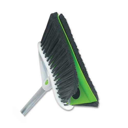 Scotch-Brite Angled Broom With Squeegee - 13" Bristle - 1 Each - Green