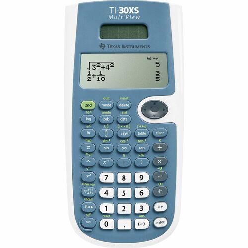 Texas Instruments TI30XS MultiView Scientific Calculator - Protective Hard Shell Cover - 4 Line(s) - 16 Digits - Battery/Solar Powered - 0.8" x 3.5" x 7.3" - Blue - 1 Each