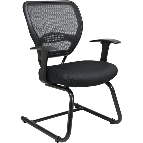 Office Star Professional Air Grid Back Visitors Chair - Black Seat - Sled Base - Black - 1 Each