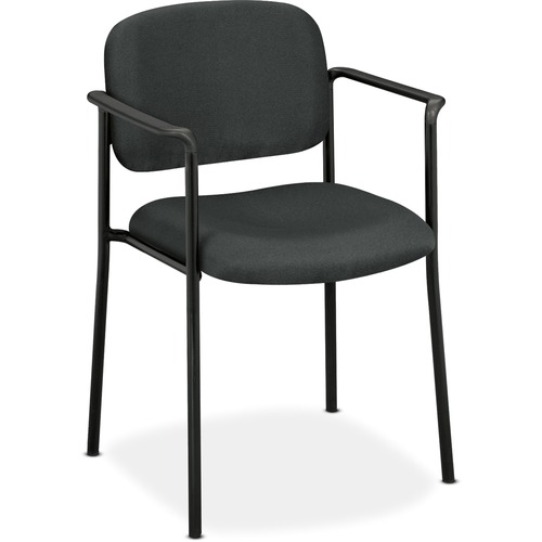 HON Scatter Stacking Guest Chair - Charcoal Fabric Seat - Black Frame - Charcoal - 1 Each