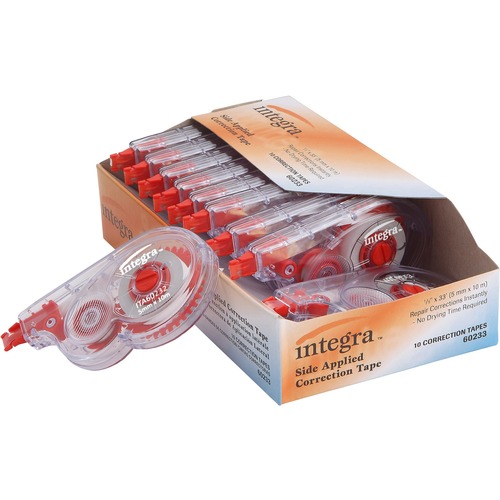 Integra Side-Apply Correction Tape - 0.20" (5.08 mm) Width x 32.8 ft LengthSmoke Dispenser - Tear Resistant - 10 / Pack - Smoke = ITA60233