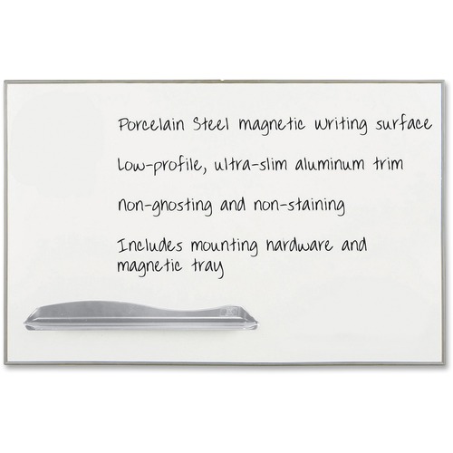 MooreCo Low Profile Porcelain Marker Boards - 48" (4 ft) Width x 72" (6 ft) Height - White Porcelain Steel Surface - Anodized Aluminum Frame - Rectangle - Magnetic - 1 Each