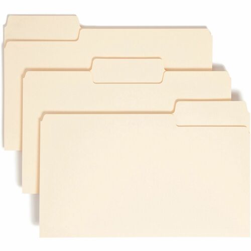 Smead SuperTab 1/3 Tab Cut Legal Recycled Top Tab File Folder - 8 1/2" x 14" - 3/4" Expansion - Top Tab Location - Assorted Position Tab Position - Manila - 10% Recycled - 100 / Box