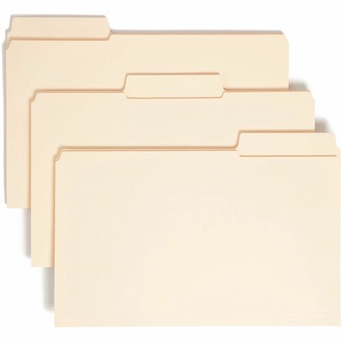 Smead SuperTab 1/3 Tab Cut Legal Recycled Top Tab File Folder - 8 1/2" x 14" - 3/4" Expansion - Top Tab Location - Assorted Position Tab Position - Manila - 10% Recycled - 100 / Box