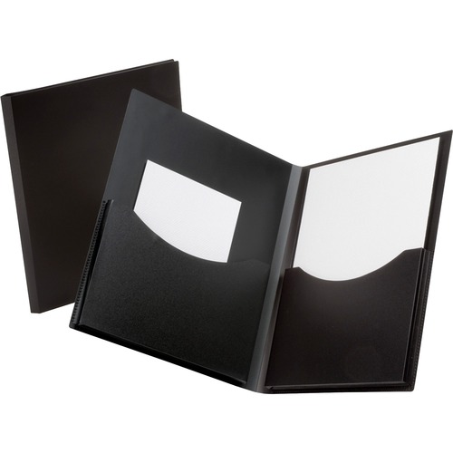 Oxford Double Stuff Letter Pocket Folder - 8 1/2" x 11" - 200 Sheet Capacity - 2 Pocket(s) - Polypropylene - Black - 1 Each = OXF57454