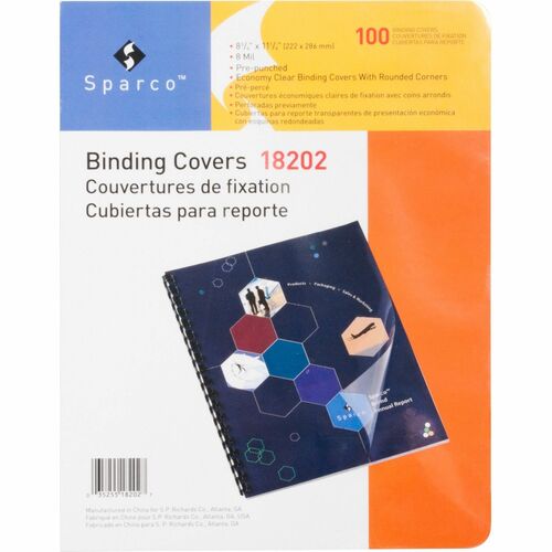 Sparco Presentation Cover - 8 3/4" x 11 1/4" - Plastic - Clear - 100 / Pack