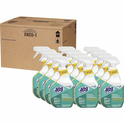 CloroxPro™ Formula 409 Cleaner Degreaser Disinfectant - For Nonporous Surface, Hard Surface, Floor, Wall - 32 fl oz (1 quart) - 12 / Carton - Phosphate-free, Disinfectant, Rinse-free - Clear