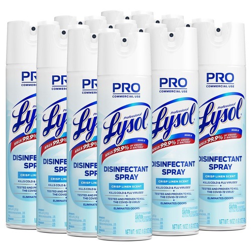 Professional Lysol Linen Disinfectant Spray - For Restroom, Food Service Area - 19 fl oz (0.6 quart) - Crisp Linen Scent - 12 / Carton - Disinfectant, CFC-free - Clear