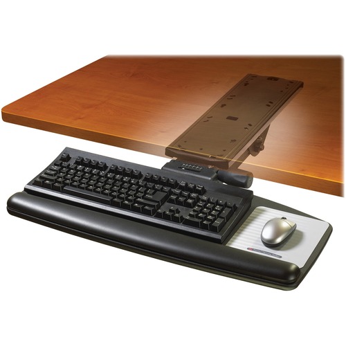 3M™ Adjustable Keyboard Tray with Easy Adjust Arm, Standard Platform - 25.5" Width x 12" Depth - Black - 1