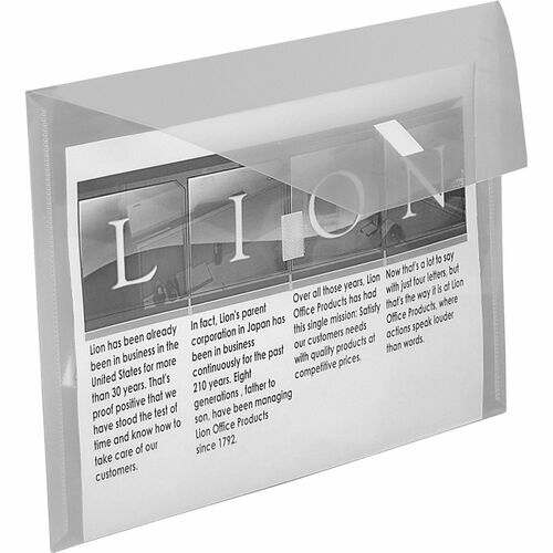 Lion Letter Recycled Vinyl File Pocket - 8 1/2" x 11" - 2 Pocket(s) - Poly - Clear - 20% Recycled - 1 Each