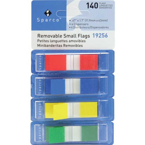 Sparco Pop-up Removable Small Flags - 1/2" - Assorted - See-through, Self-adhesive, Removable - 140 / Pack
