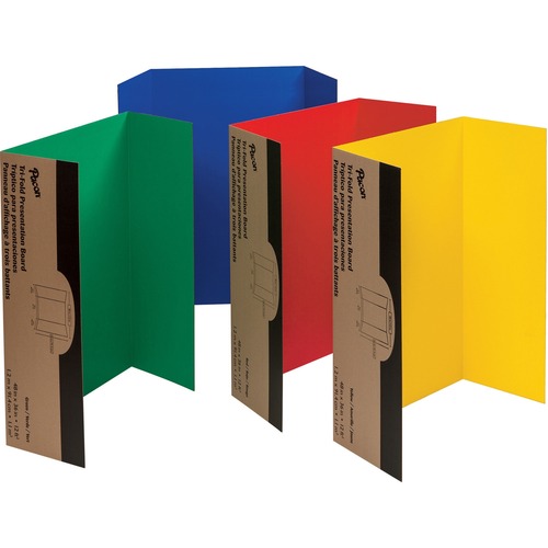 Pacon Presentation Boards - 36" Board Height x 48" Board Width - Assorted Surface - Tri-fold - 4 / Carton