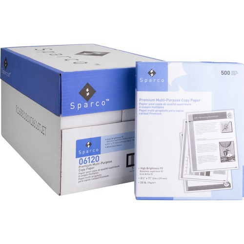 Sparco Copy Paper - 92 Brightness - Letter - 8 1/2" x 11" - 20 lb Basis Weight - 200000 / Pallet - White