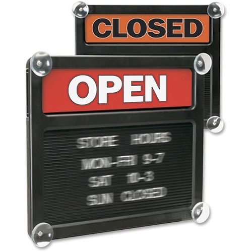 HeadLine Open/Closed Letter Board Sign - 1 Each - Open/Closed Print/Message - 15" (381 mm) Width x 13" (330.20 mm) Height - Rectangular Shape - White, Black Print/Message Color - Both Sides Display - Black - Sign & Message Boards - USS3727