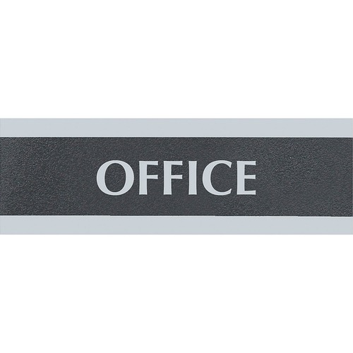 HeadLine Century Series Office Sign - 1 Each - Office Print/Message - 9" (228.60 mm) Width x 3" (76.20 mm) Height - Rectangular Shape - Silver Print/Message Color - Black - Signs & Sign Holders - USS4762