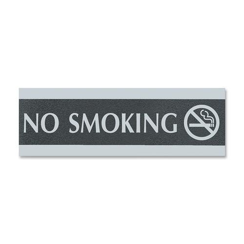 U.S. Stamp & Sign Century Series No Smoking Sign - 1 Each - No Smoking Print/Message - 9" (228.60 mm) Width x 3" (76.20 mm) Height - Silver Print/Message Color - Mounting Hardware - Black, Silver - Signs & Sign Holders - USS4757