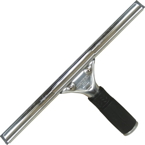 Unger 12" Pro Stainless Steel Complete Squeegee - 12" Blade - Black Handle - Ergonomic Handle, Non-slip Grip - 1Each