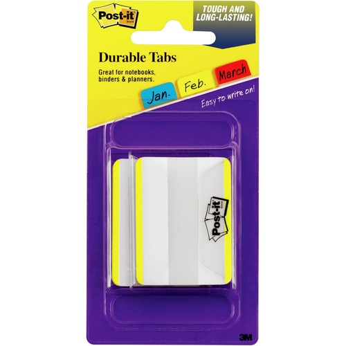 Post-it® Durable Tabs - Blank Tab(s) - 1.50" Tab Height x 2" Tab Width - Yellow Tab(s) - Tear Resistant, Wear Resistant - 50 / Pack