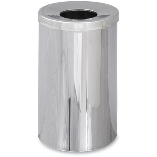 Safco Reflections Open Top Receptacle - 35 gal Capacity - Round - 8.50" Opening Diameter - 29" Height x 18.5" Width - Chrome - 1 Each