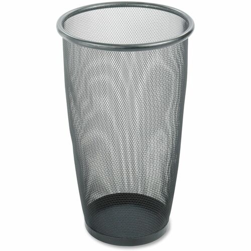 Safco Round Mesh Wastebaskets - 34.07 L Capacity - Round - 13.50" (342.90 mm) Opening Diameter - 19.5" Height - Steel - Black - 1 Each