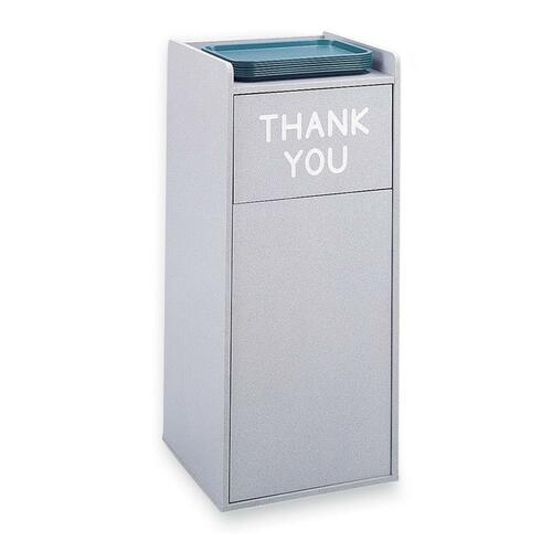 Safco Wood Tray Top Receptacle - 36 gal Capacity - Square - 44" Height x 19.1" Width x 19.3" Depth - Wood - Gray - 1 Each