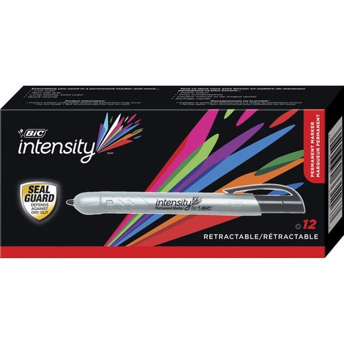 BIC Mark-it Retractable Permanent Markers - Fine Marker Point - Retractable - Black - 1 Dozen