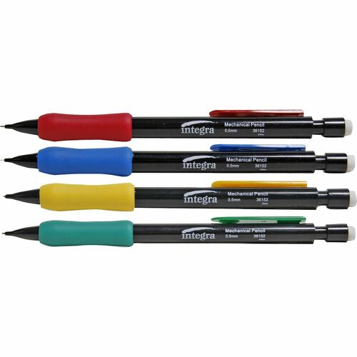 Integra Grip Mechanical Pencils - 0.5 mm Lead Diameter - Refillable - Assorted Barrel - 1 Dozen