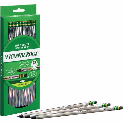 Ticonderoga Noir Pre-Sharpened No. 2 Pencils - #2 Lead - Black Lead - 1 Dozen